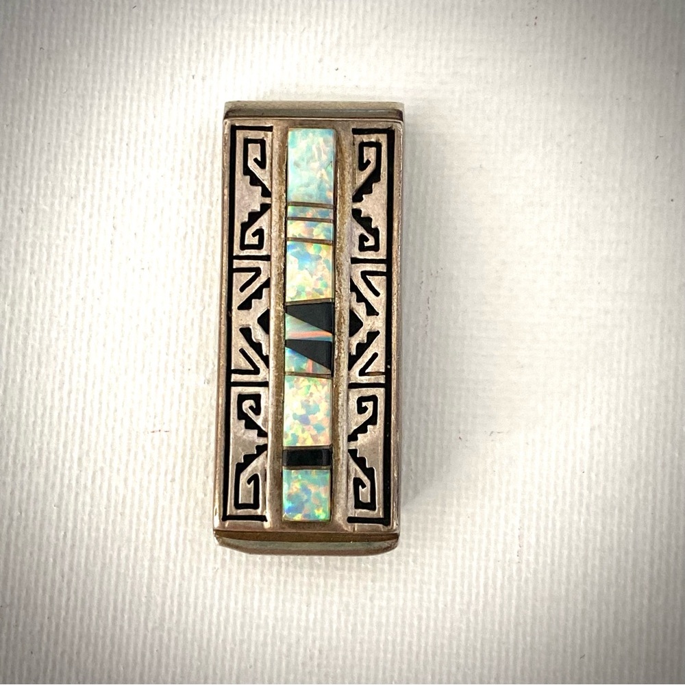 Touch Of Santa Fe Sterling Silver Inlayed Money Clip